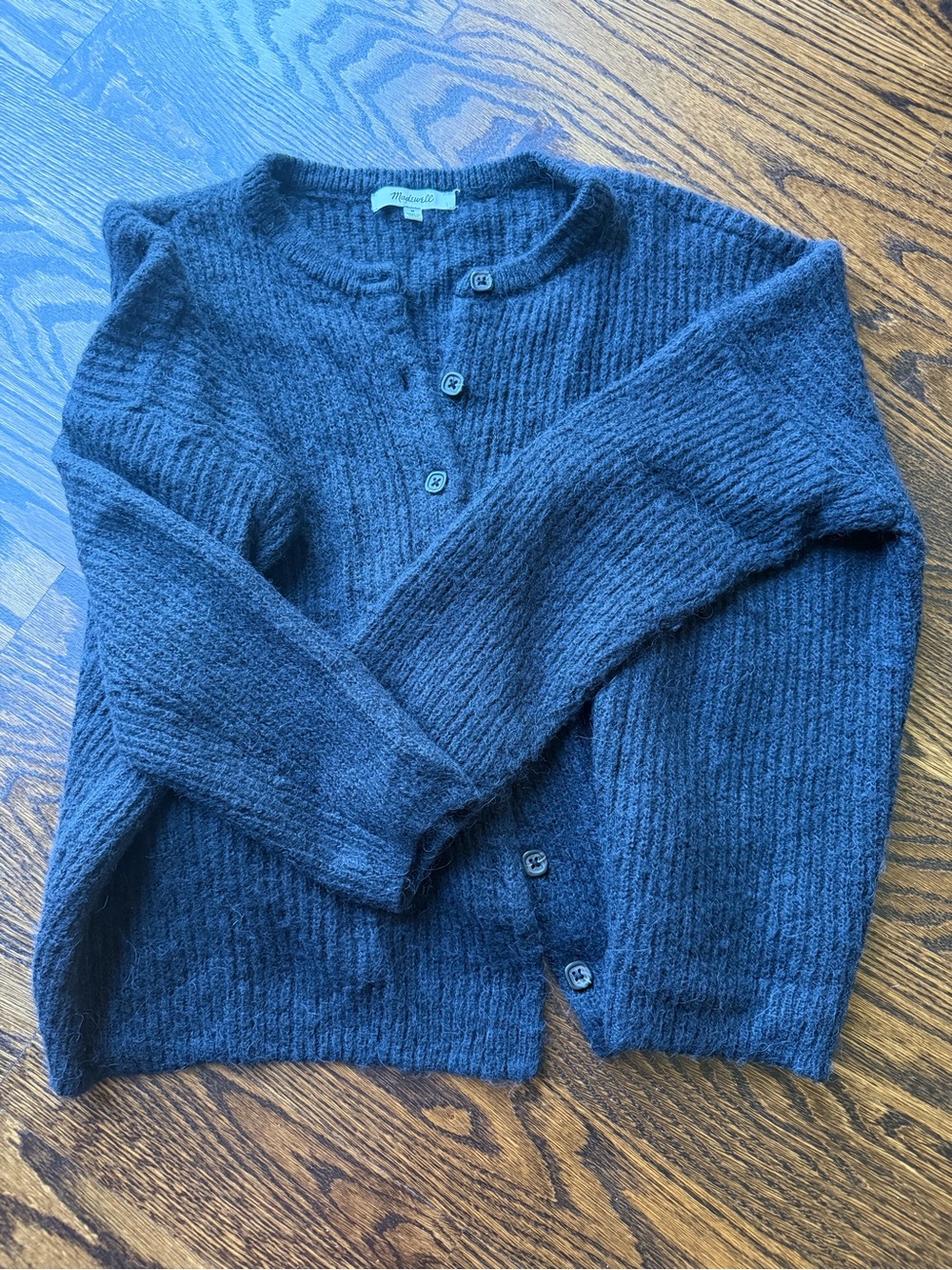Madewell Black Ribbed Button-Front Women's Cardigan